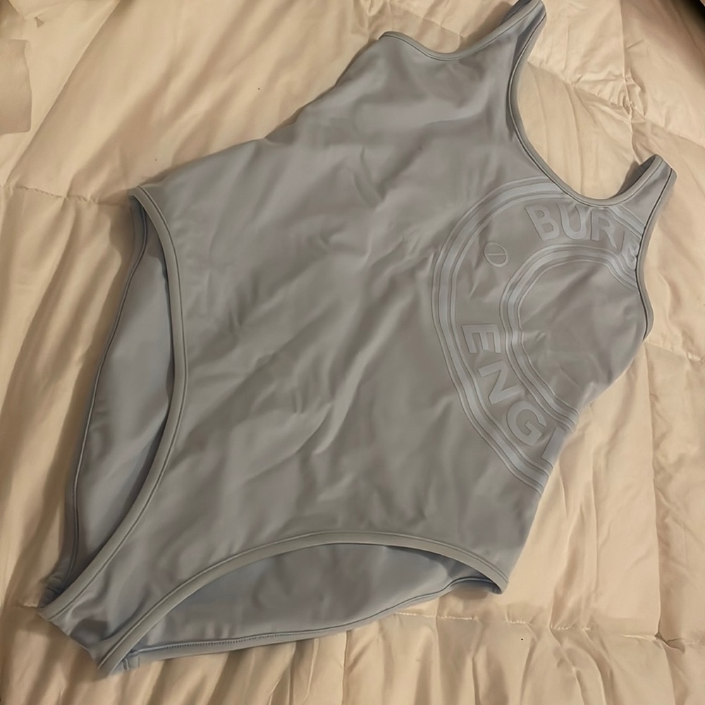Burberry Jolie Logo One-Piece Swimsuit in Pale Blue